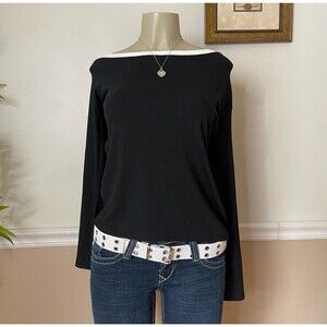 Darong Women's Off-The-Shoulder White & Black Blouse Top